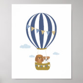 Navy Hete Luchtballon Honden Nursery Decor Poster (Voorkant)