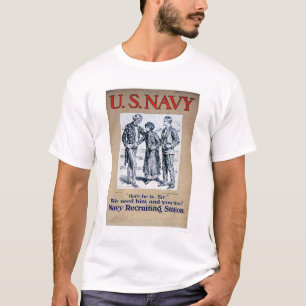 Navy - Hier is hij Sir (US02306) T-shirt