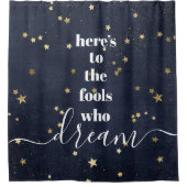 Navy Hier is om dwazen die dromen Gold Stars Moder Douchegordijn (Voorkant)