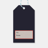 Navy Holiday Birds en Holly Foto Gift Label Cadeaulabel (Achterkant)