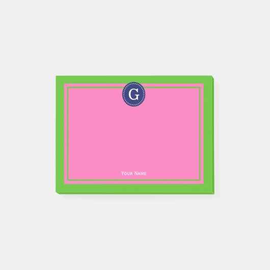 Navy Hot Pink Framed 1I Monogram Post-it® Notes (Voorkant)