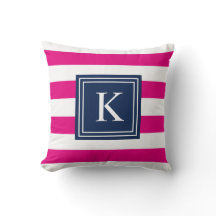 Navy & Hot Pink Monogram gestreept | SIERKUSSEN
