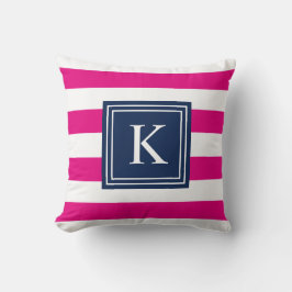 Navy & Hot Pink Monogram gestreept | SIERKUSSEN
