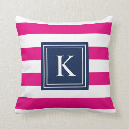 Navy & Hot Pink Monogram gestreept | SIERKUSSEN