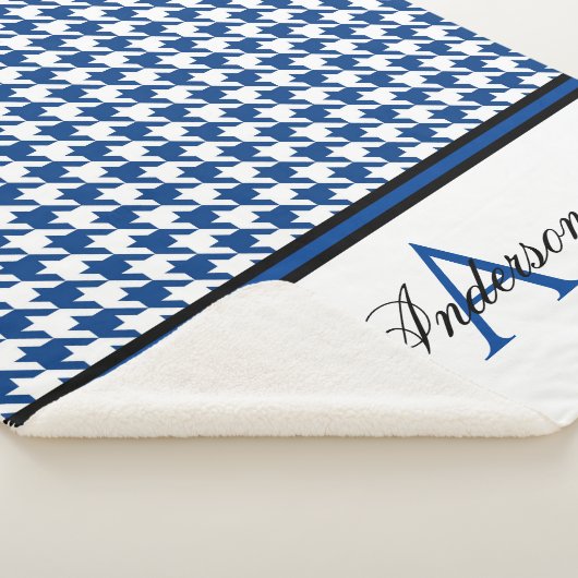 Navy Houndstooth gepersonaliseerd Sherpa Deken (3/4)