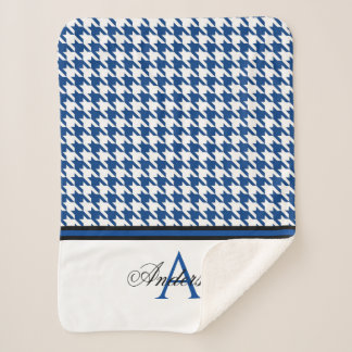 Navy Houndstooth gepersonaliseerd Sherpa Deken