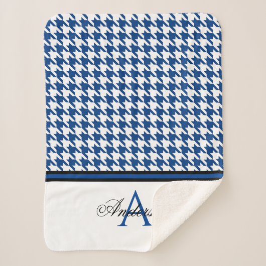 Navy Houndstooth gepersonaliseerd Sherpa Deken (Voorkant)