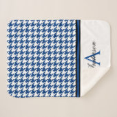 Navy Houndstooth gepersonaliseerd Sherpa Deken (Voorkant (horizontaal))