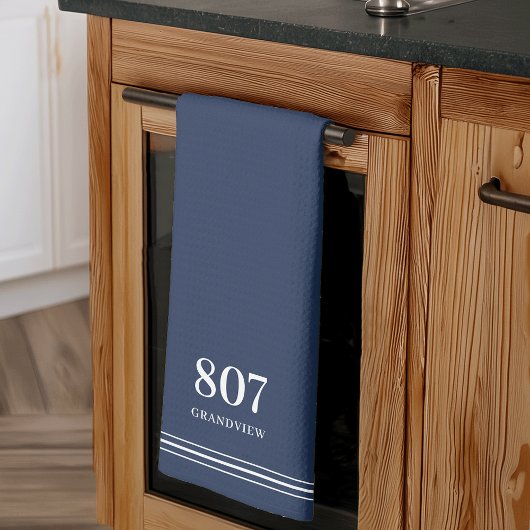 Navy | huisnummer & straatnaam theedoek