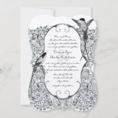 Navy Hummingbird Love Bird Pattern Wedding Invitin Kaart (Voorkant)