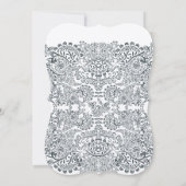 Navy Hummingbird Love Bird Pattern Wedding Invitin Kaart (Achterkant)