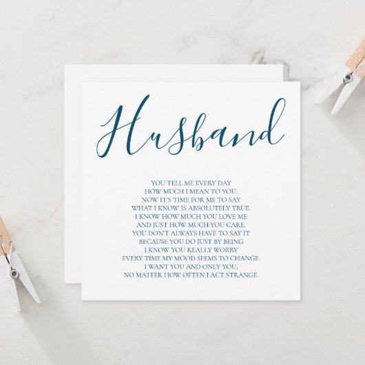 Navy Husband gedicht van vrouw Kaart (Voorkant / Achterkant in situ)