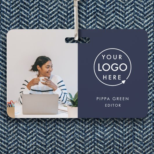 Navy ID-Kaart | Modern Trendy Employee Blue Badge