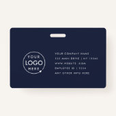 Navy ID-Kaart | Modern Trendy Employee Blue Badge (Achterkant)
