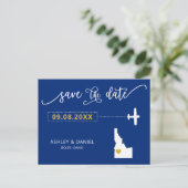 Navy Idaho Wedding Save the Date Map Briefkaart (Staand voorkant)