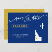 Navy Idaho Wedding Save the Date Map Briefkaart (Voorkant / Achterkant)