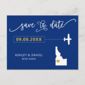 Navy Idaho Wedding Save the Date Map Briefkaart (Voorkant)