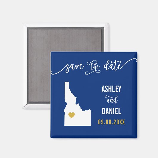 Navy Idaho Wedding Save the Date Map Magneet (Voorkant / Achterkant)