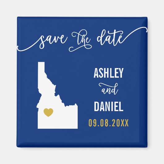 Navy Idaho Wedding Save the Date Map Magneet (Voorkant)