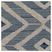 Navy Ikat op natuurlijk linnen Stof (Close Up)