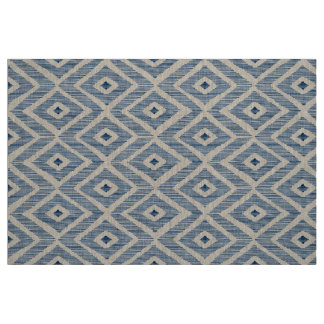 Navy Ikat op natuurlijk linnen Stof