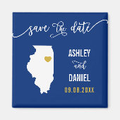 Navy Illinois Wedding Save the Date Map Magneet (Voorkant)