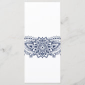 Navy Indian Paisley Dinner Menu Kaart (Achterkant)