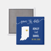 Navy Indiana Wedding Save the Date Map Magneet (Voorkant / Achterkant)