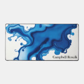 Navy Indigo Abstracte Waterverf Bureaumat (Voorkant)