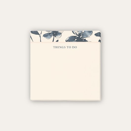 Navy Indigo Bloemige Crème Takenlijst Post-it® Notes