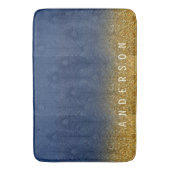 Navy Indigo Blue Glitter Gold Feather, gepersonali Badmat (Voorkant Verticaal)