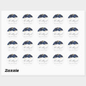 Navy Indigo Blue & Gold Floral Wedding Ronde Sticker (Vel)