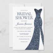 Navy Indigo Blue Sparkle Dress Vrijgezellenfeest V Kaart (Voorkant)