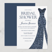 Navy Indigo Blue Sparkle Dress Vrijgezellenfeest V Kaart (Voorkant / Achterkant)