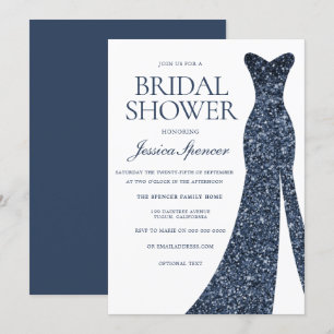 Navy Indigo Blue Sparkle Dress Vrijgezellenfeest V Kaart