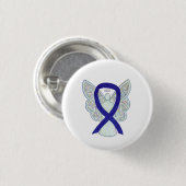 Navy, Indigo, Dark Blue Awareness Ribbon Angel Pin Ronde Button 3,2 Cm (Voorkant /achterkant)