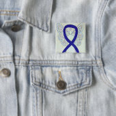 Navy, Indigo, Dark Blue Awareness Ribbon Angel Pin Vierkante Button 5,1 Cm (In situ)