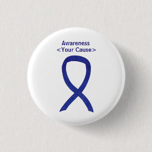 Navy, Indigo, Dark Blue Awareness Ribbon Pin Ronde Button 3,2 Cm