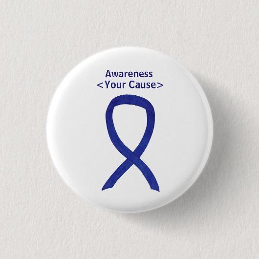 Navy, Indigo, Dark Blue Awareness Ribbon Pin Ronde Button 3,2 Cm (Voorkant)