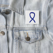 Navy, Indigo, Dark Blue Awareness Ribbon Pin Vierkante Button 5,1 Cm (In situ)