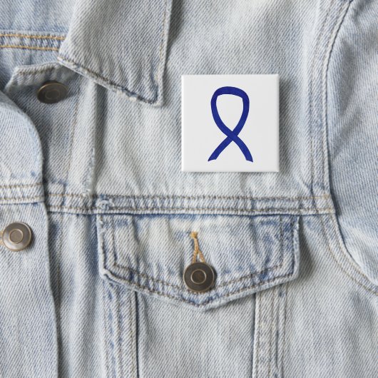Navy, Indigo, Dark Blue Awareness Ribbon Pin Vierkante Button 5,1 Cm (In situ)