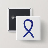 Navy, Indigo, Dark Blue Awareness Ribbon Pin Vierkante Button 5,1 Cm (Voorkant /achterkant)