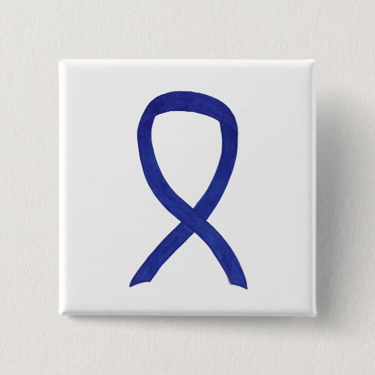 Navy, Indigo, Dark Blue Awareness Ribbon Pin Vierkante Button 5,1 Cm (Voorkant)