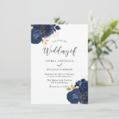 Navy Indigo Flowers legant All Seasons Weddenschap Kaart (Staand voorkant)