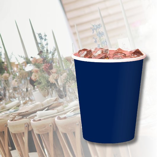 Navy Indigo Solid Color | Klassiek en Elegant Papieren Bekers