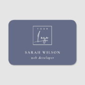 Navy Ink Blue Custom Promotion Business Logo Naamplaatje (Voorkant)