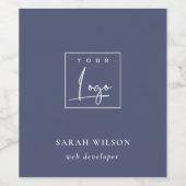 Navy Ink Blue Custom Promotion Business Logo Wijn Etiket (Enkel label)