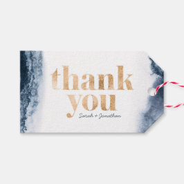 Navy inkt en gouden bruiloft Dank u labels Cadeaulabel