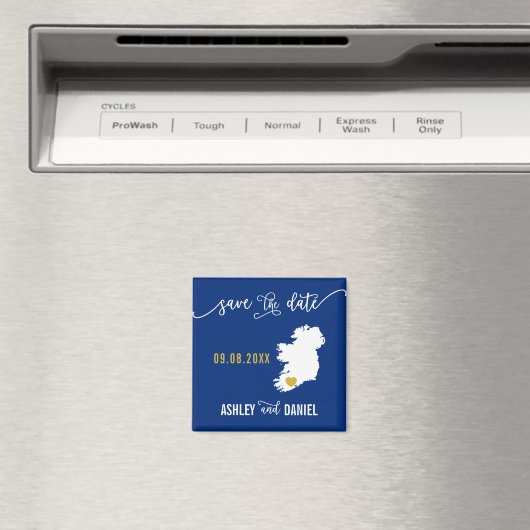 Navy Ireland Wedding Save the Date Irish Map Magneet (Insitu (Vaatwasser))