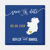 Navy Ireland Wedding Save the Date Irish Map Magneet (Voorkant)
